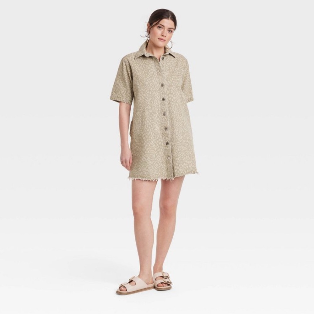 Beige leopard Patterned Short Sleeve Romper